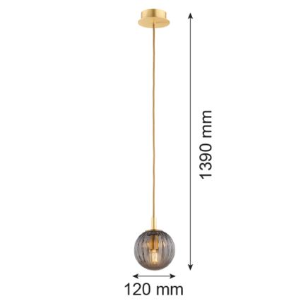 Argon 8512 - Luster na sajli PALOMA 1xE14/7W/230V prečnik 12 cm zlatna/crna