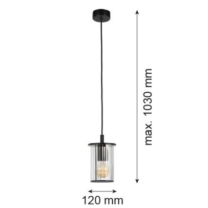 Argon 8751 - Spoljašnji luster na sajli NORFOLK 1xE27/15W/230V IP44 crna