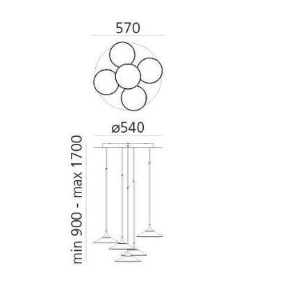 Artemide 0355030A - LED prigušiva luster na sajli ORSA CLUSTER LED/37W/230V 3000K
