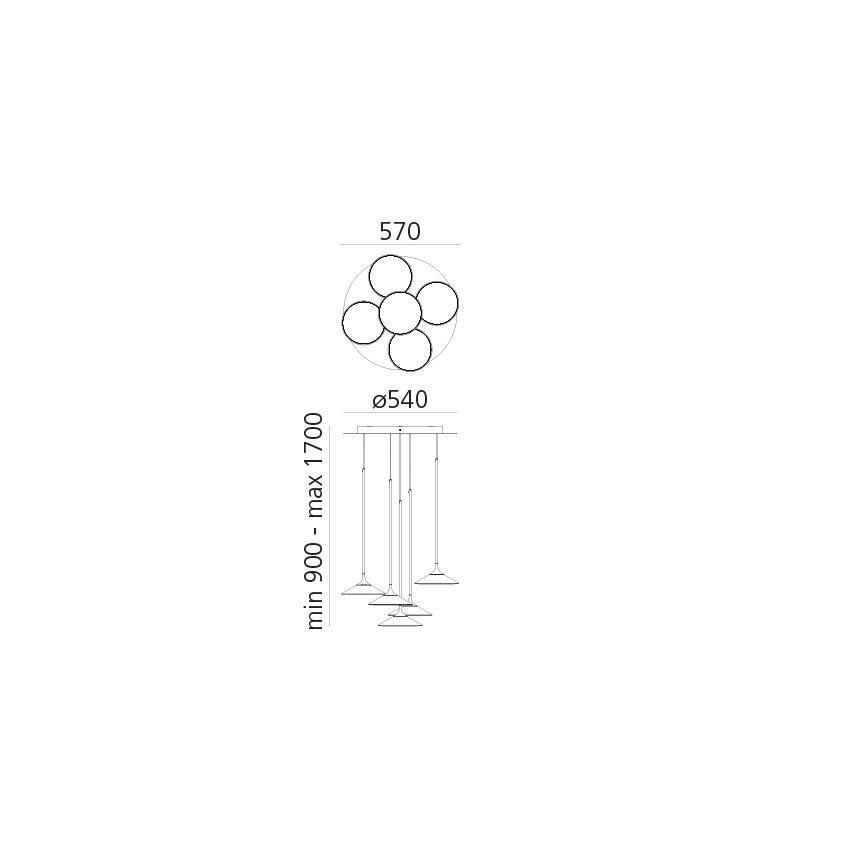 Artemide 0355030A - LED prigušiva luster na sajli ORSA CLUSTER LED/37W/230V 3000K