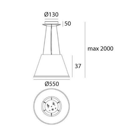 Artemide 1124110A - Luster na sajli CHOOSE MEGA 3xE27/12W/230V fi 55 cm bela