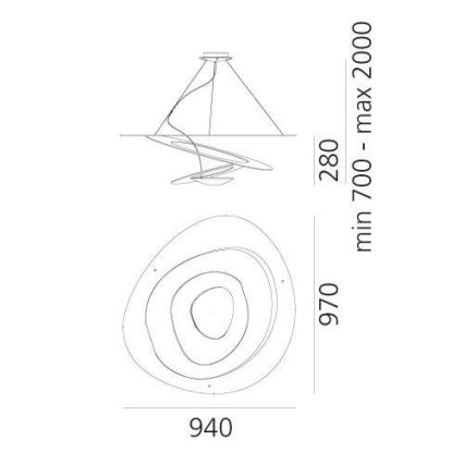 Artemide 1239010A - Viseći luster PIRCE na sajli 1xR7s/11W/230V, 97 cm, bela