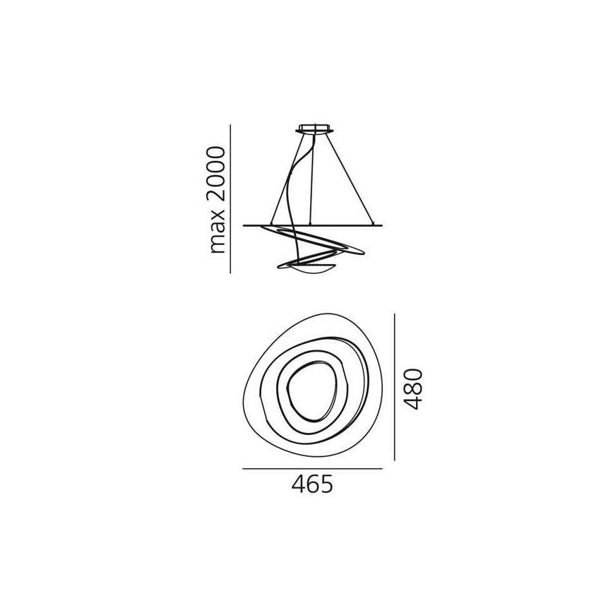 Artemide 1249020A - LED prigušiva viseća lampa na kablu PIRCE LED/27W/230V 3000K zlatna