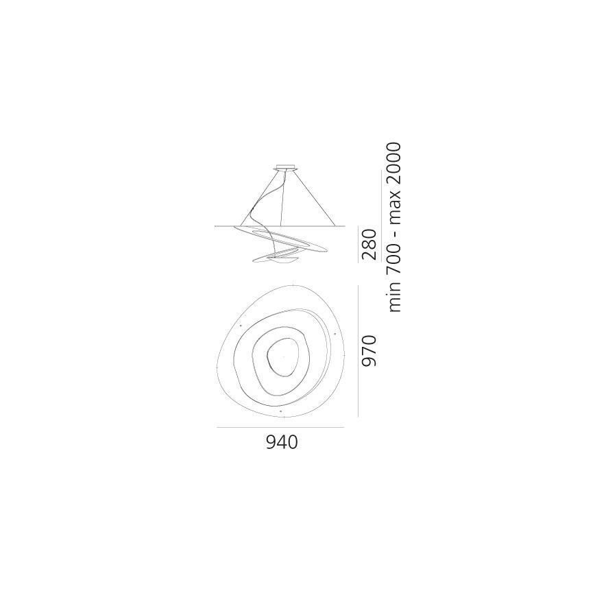 Artemide 1254120A - LED prigušiva luster na sajli PIRCE LED/44W/230V 3000K zlatna