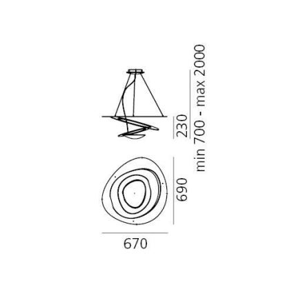 Artemide 1256110A - LED prigušiva luster na sajli PIRCE LED/44W/230V 3000K bela