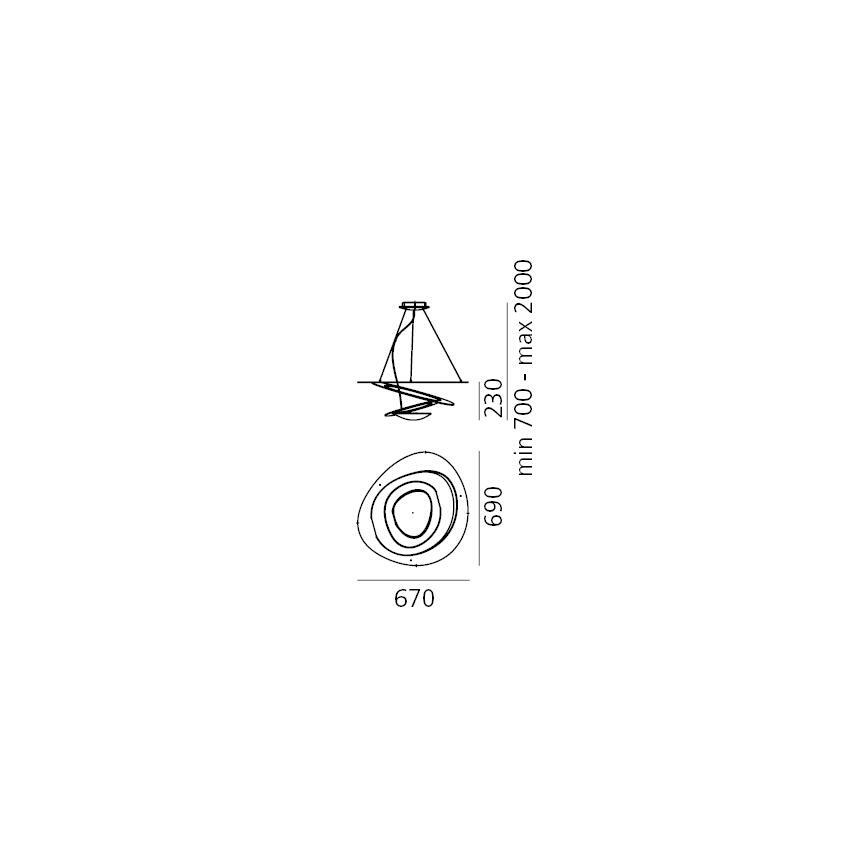 Artemide 1256120A - PIRCE LED luster na sajli, prigušiva, LED/44W/230V 3000K, zlatni