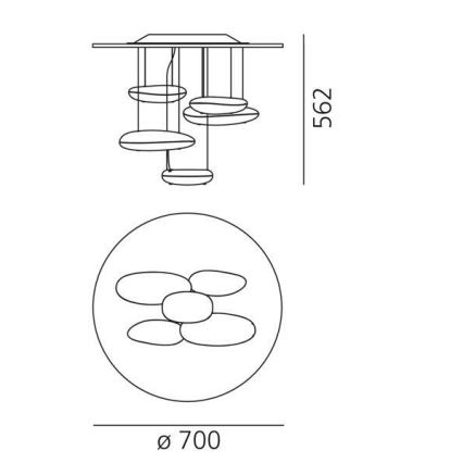 Artemide 1476110A - LED prigušiva prislonjen plafonski luster MERCURY LED/29W/230V 3000K