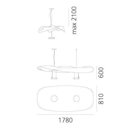 Artemide 1513010A - Luster na sajli COSMIC ANGEL 2xR7s/11W/230V sjajni hrom