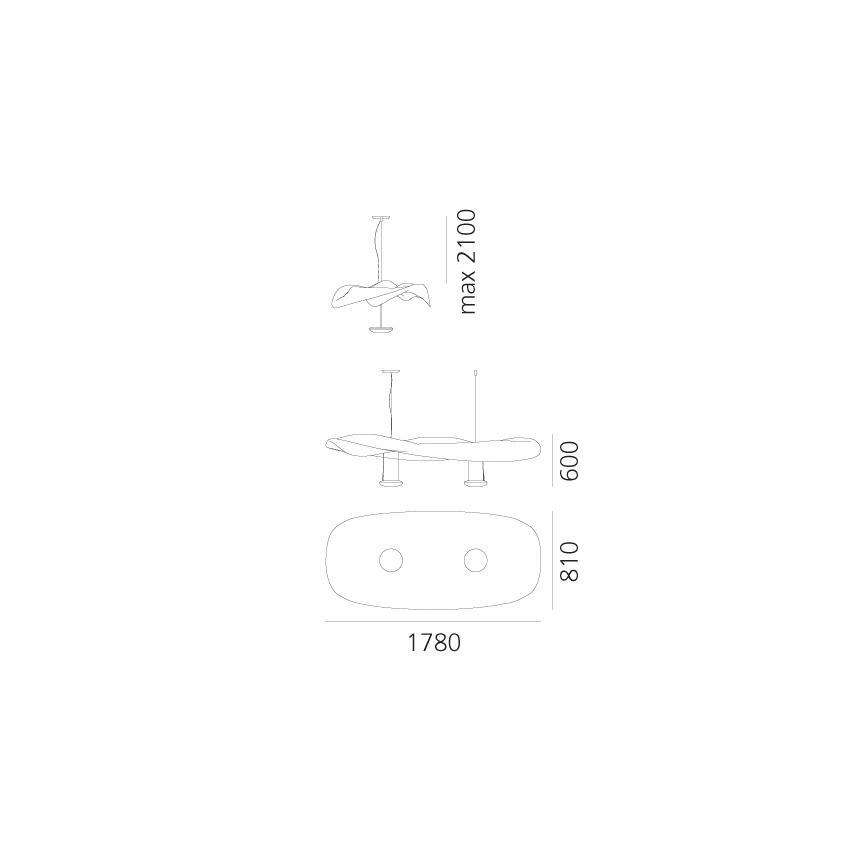 Artemide 1513010A - Luster na sajli COSMIC ANGEL 2xR7s/11W/230V sjajni hrom
