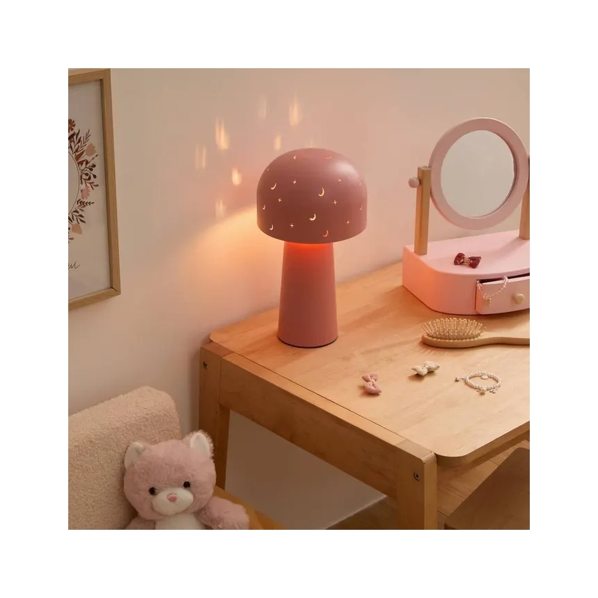 Atmosphera - Dečija stona lampa STARRY MUSHROOM 1xE14/25W/230V ružičasta