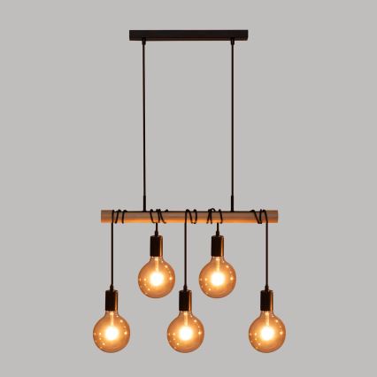 Atmosphera - Luster na sajli JAKE 5xE27/40W/230V borovina