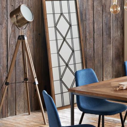 Atmosphera - Podna lampa EBOR 1xE27/25W/230V borovina/mesing