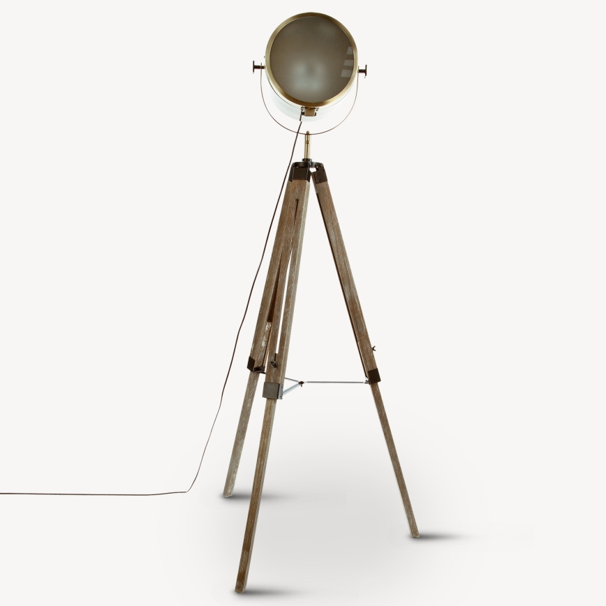 Atmosphera - Podna lampa EBOR 1xE27/25W/230V borovina/mesing