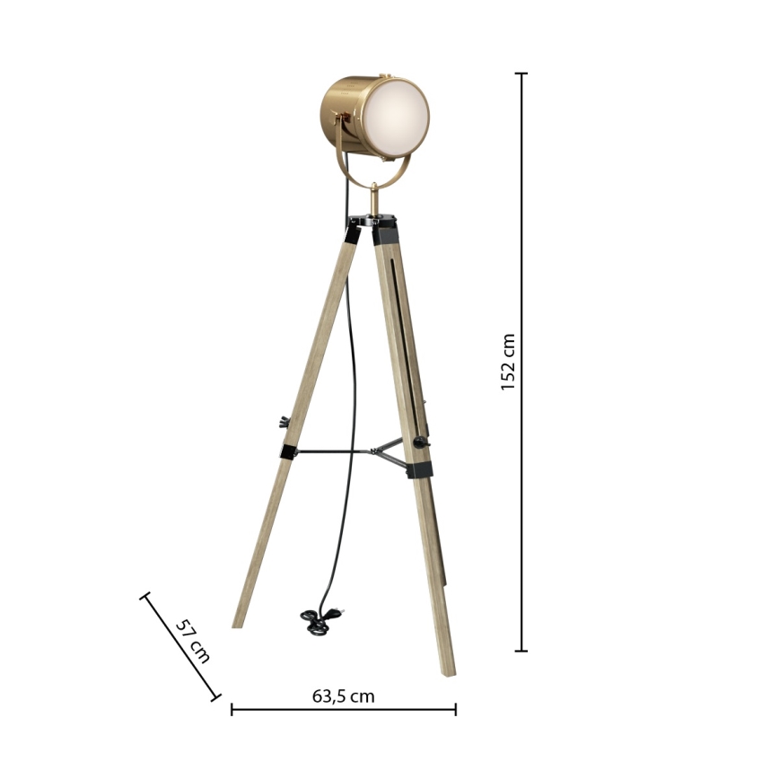 Atmosphera - Podna lampa EBOR 1xE27/25W/230V borovina/mesing