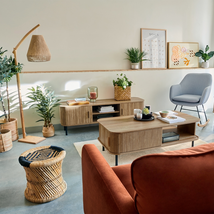 Atmosphera - Stojeća lampa PALM 1xE27/60W/230V bambus/konoplja