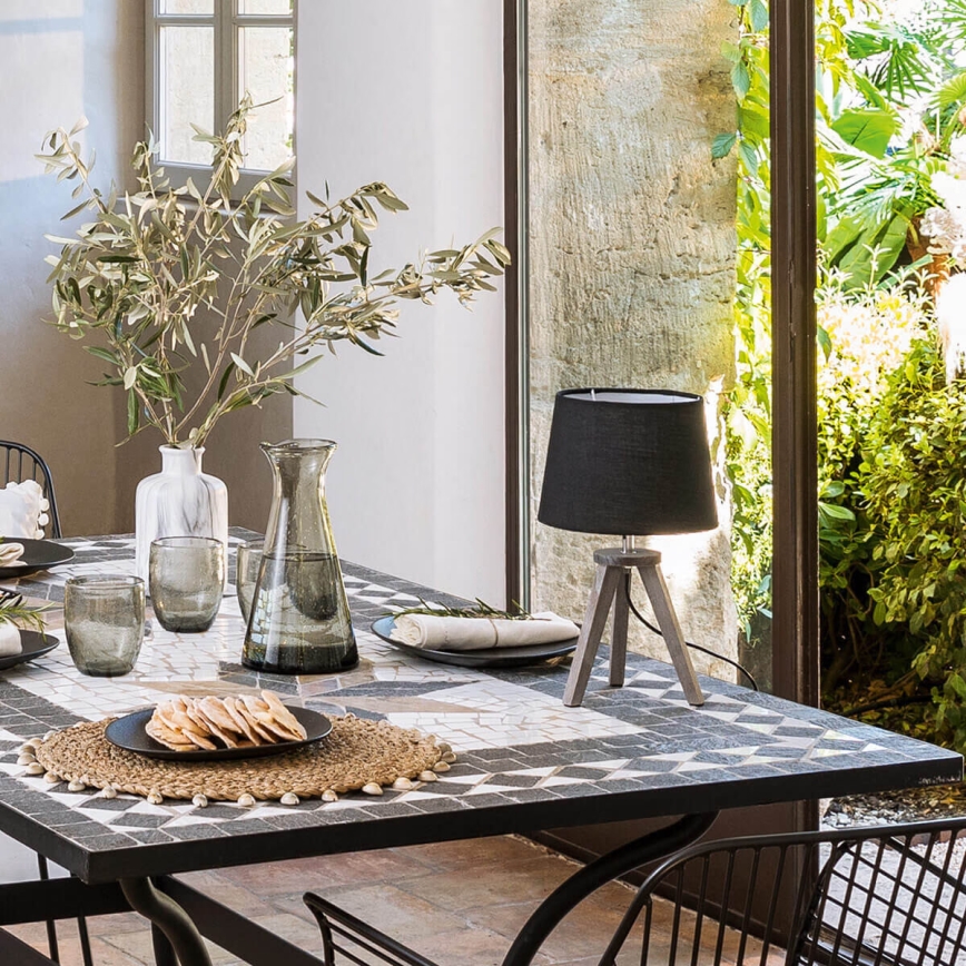 Atmosphera - Stona lampa MINI 1xE14/25W/230V borovina/siva