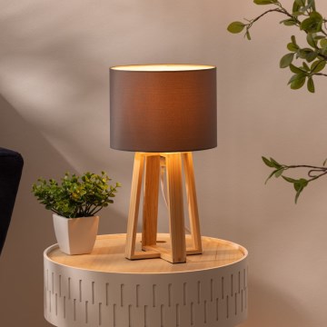Atmosphera - Stona lampa MOLU 1xE27/25W/230V borovina/siva