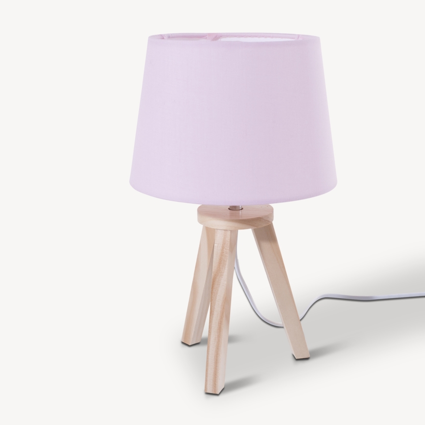 Atmosphera - Stona lampa TRIPOD 1xE14/40W/230V borovina/ružičasta