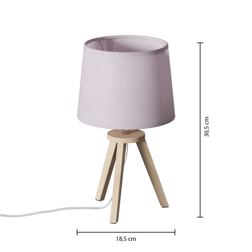 Atmosphera - Stona lampa TRIPOD 1xE14/40W/230V borovina/ružičasta