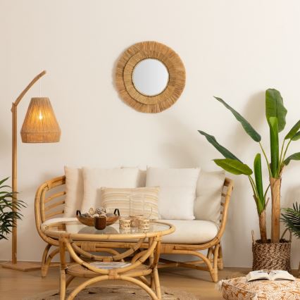 Atmosphera - Zidno ogledalo ALBA prečnika 57 cm od rafije