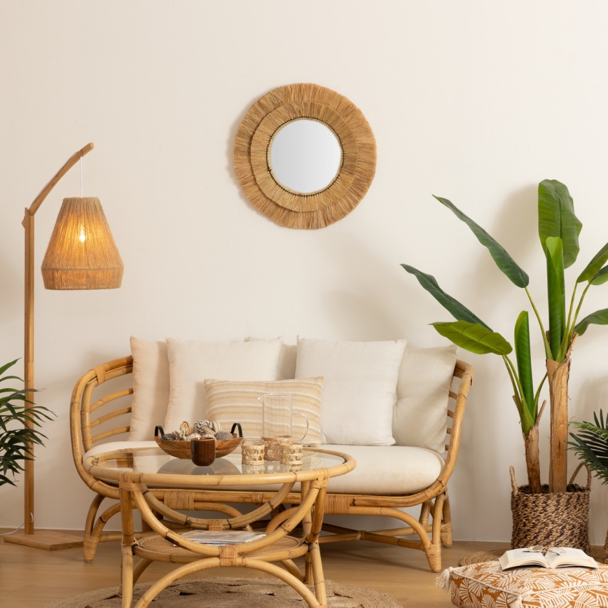 Atmosphera - Zidno ogledalo ALBA prečnika 57 cm od rafije