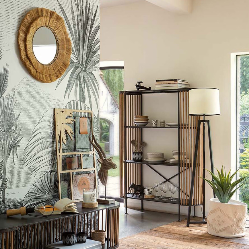 Atmosphera - Zidno ogledalo ALBA prečnika 57 cm od rafije