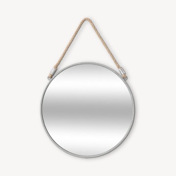 Atmosphera - Zidno ogledalo EDEN, prečnika 38 cm, srebrne boje