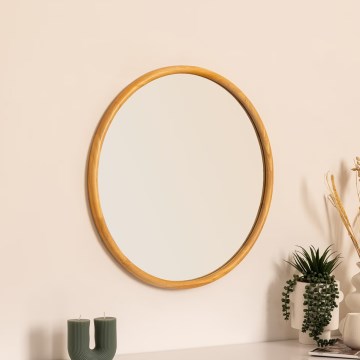 Atmosphera - Zidno ogledalo KIM, prečnik 55 cm, od kaučukovog drveta