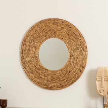 Atmosphera - Zidno ogledalo LORENA, prečnika 75 cm, od vodnog hijacinta