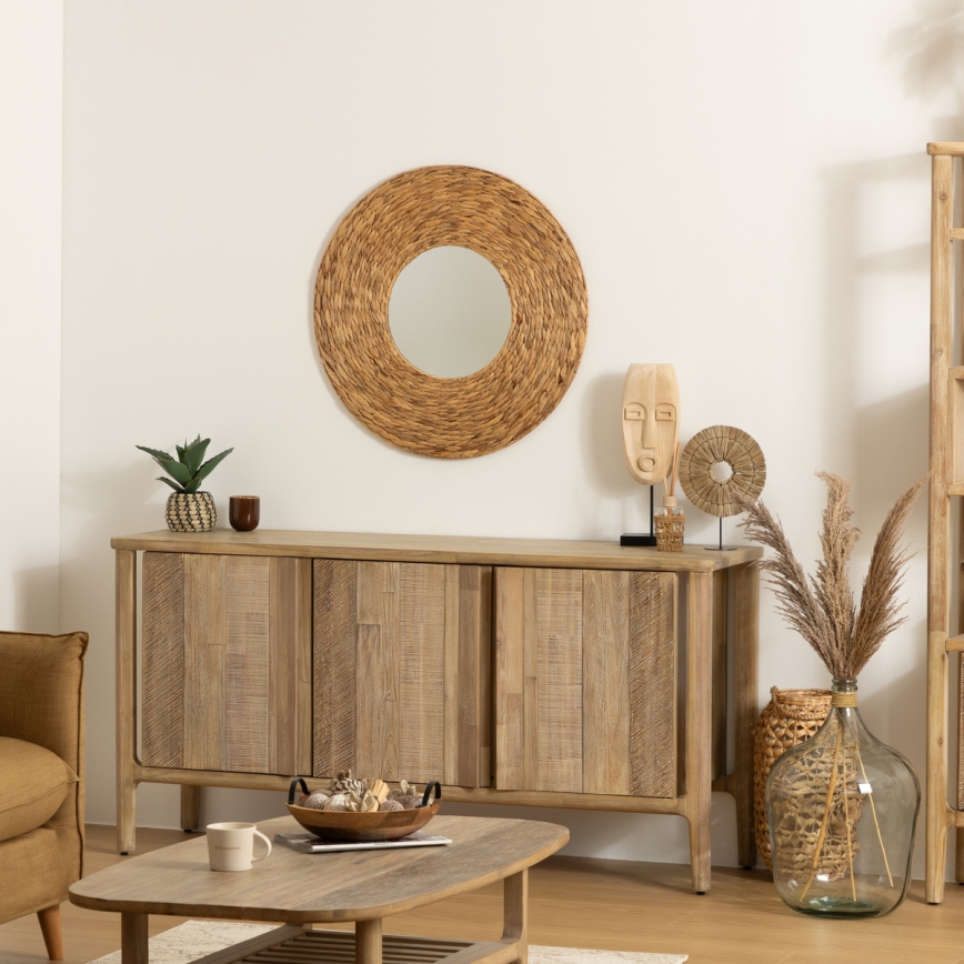 Atmosphera - Zidno ogledalo LORENA, prečnika 75 cm, od vodnog hijacinta