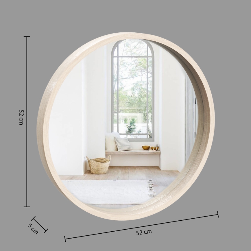 Atmosphera - Zidno ogledalo OLAV, prečnik 52 cm, od paulovnije