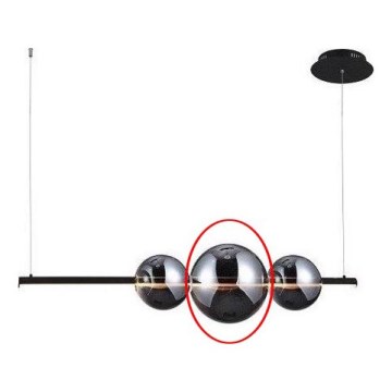 Azzardo - Zamensko staklo za luster SANDRA crno/hromirano - veliki prečnik 22 cm