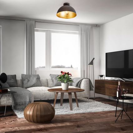B.K. Licht 1322 - Plafonsko svetlo 1xE27/60W/230V crna/zlatna