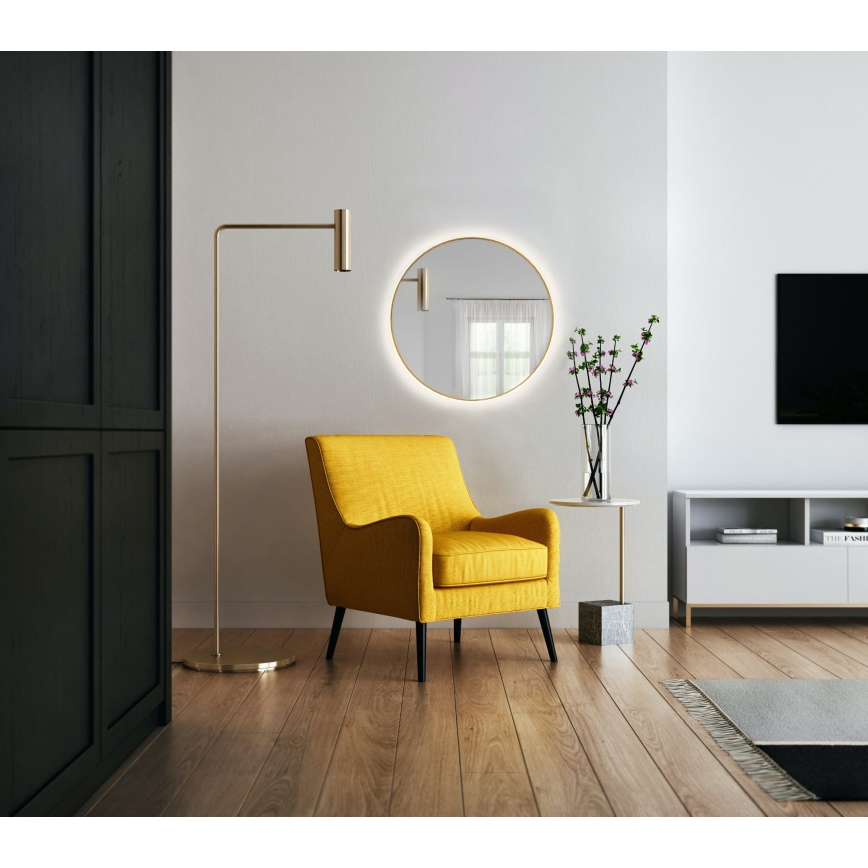 Baltica Design - LED kupatilsko zidno ogledalo sa pozadinskim osvetljenjem BRIGHT LED/15W/230V 4500K prečnik 70 cm IP65 zlatna