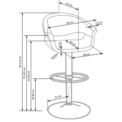 Barska stolica 115x60 cm bela/crna/sjajni hrom