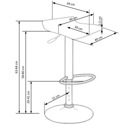 Barska stolica 84x40 cm crna/sjajni hrom