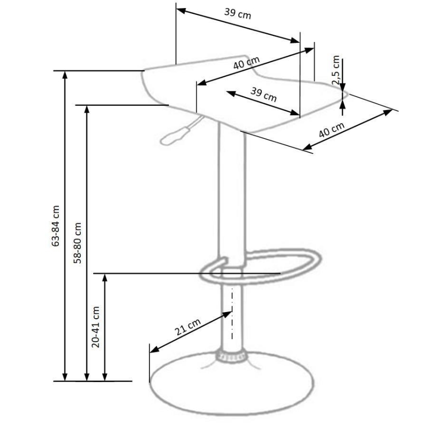 Barska stolica 84x40 cm crna/sjajni hrom