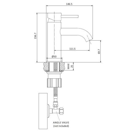 Baterija za umivaonik DRAGOR 15,6 cm mat crne boje