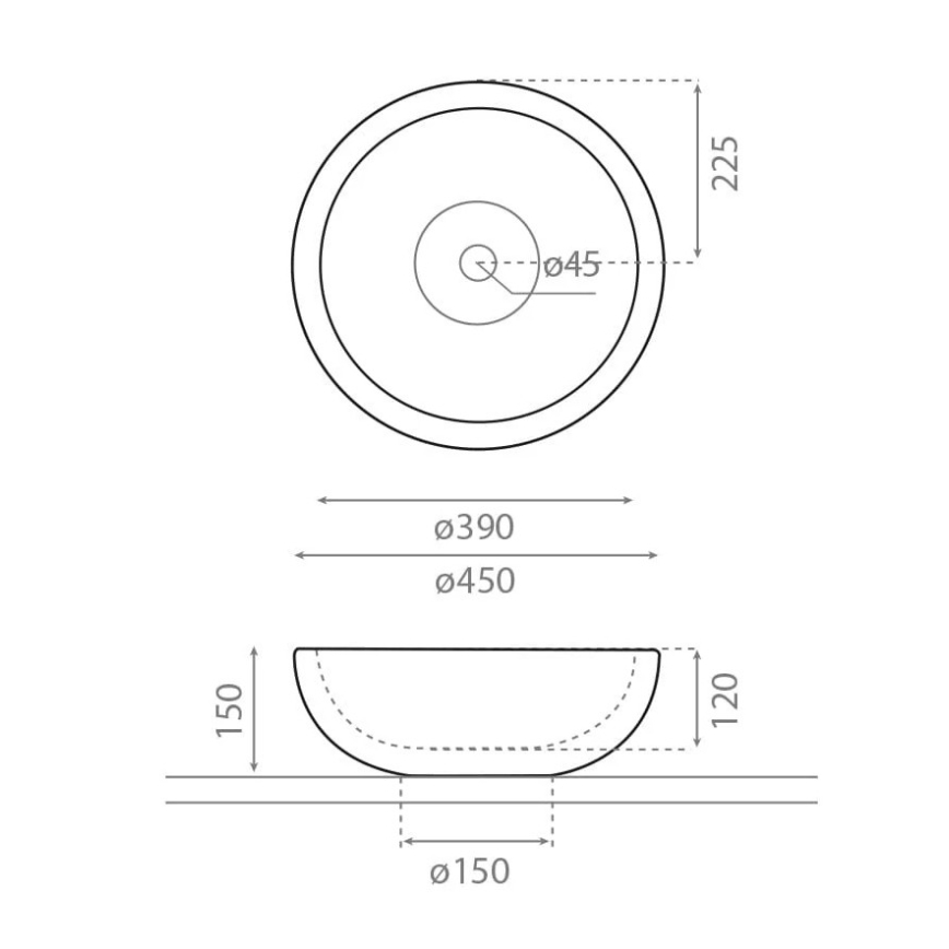 Bathco 00318 - Umivaonik na radnu ploču PUKET, prečnik 45 cm, kamen/bež