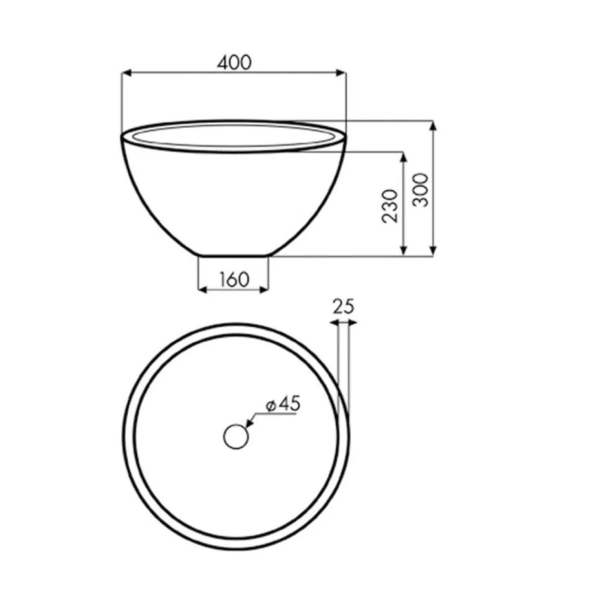 Bathco 00374 - Ugradni umivaonik za radnu ploču MIRAGE, prečnik 40 cm, kamen/siva
