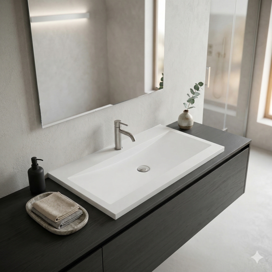 Bathco 0506 - Ugradni umivaonik MANHATTAN 100x45 cm smola/bela