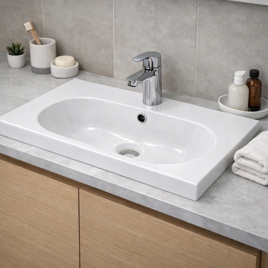 Bathco 0516 - Ugradni umivaonik ICE 60x35 cm smola/bela