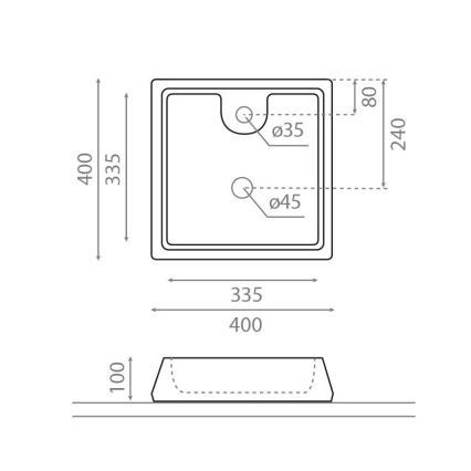 Bathco 4003 - Umivaonik za ugradnju na ploču GALICIA 40x40 cm porcelan/bela