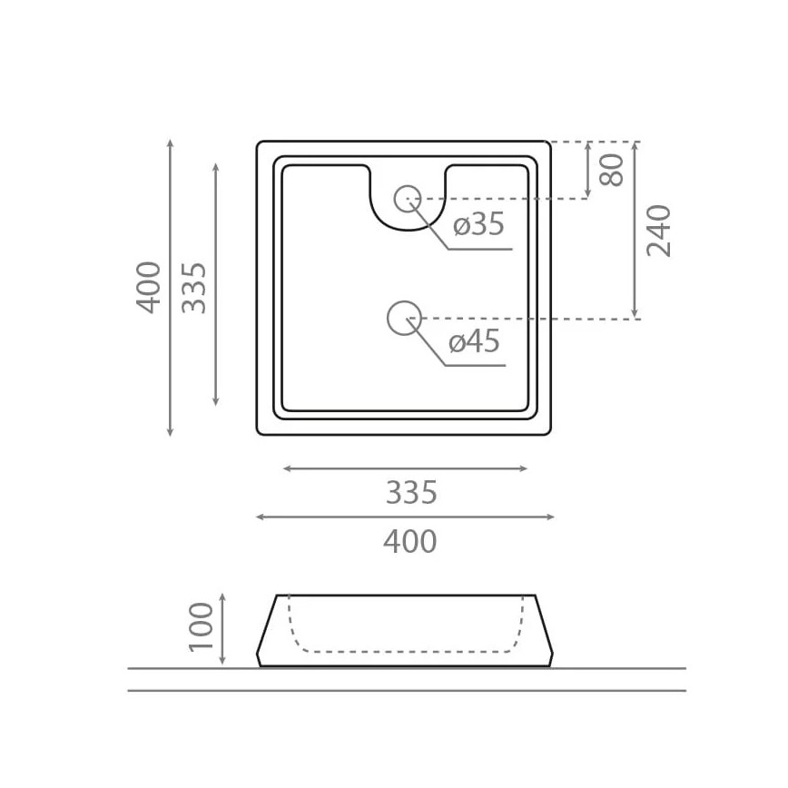 Bathco 4003 - Umivaonik za ugradnju na ploču GALICIA 40x40 cm porcelan/bela