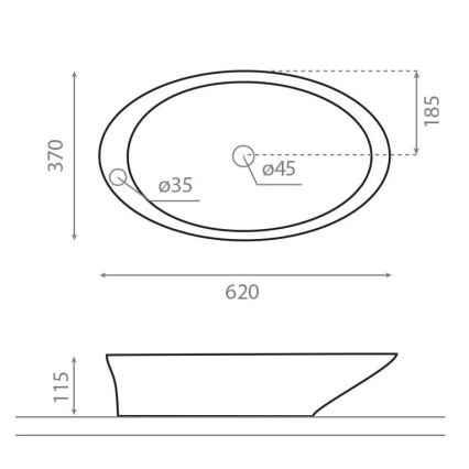Bathco 4020 - Umivaonik na radnu ploču PURE 62x37 cm porcelan/bela