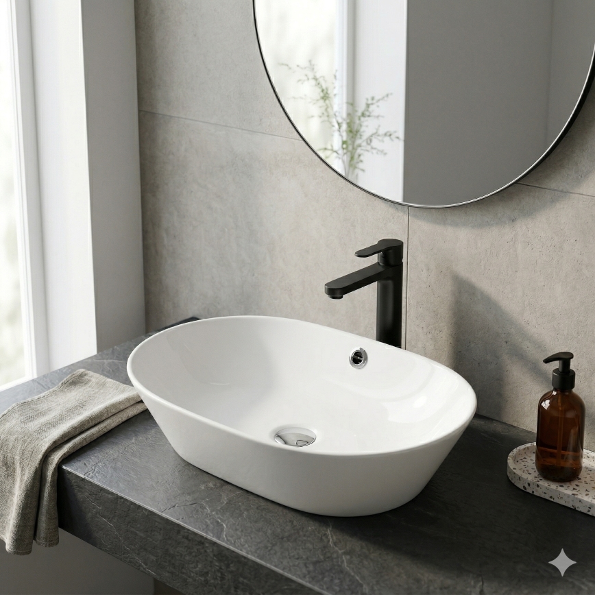 Bathco 4038 - Umivaonik na ploču TOULOUSE 59x42 cm porcelan/bela