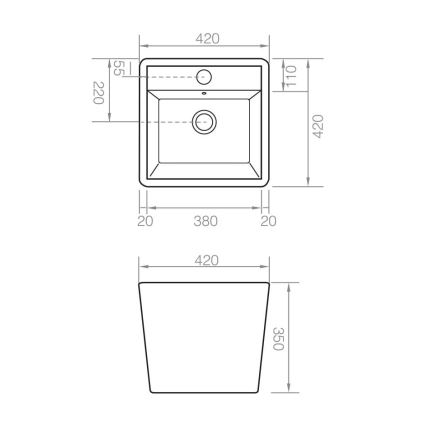 Bathco 4059 - Umivaonik na ploču GENOVA 42x42 cm porcelan/bela