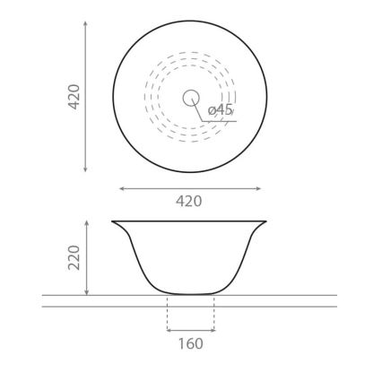 Bathco 4062 - Nadgradni umivaonik NORDIC prečnika 42 cm, porcelan, bela