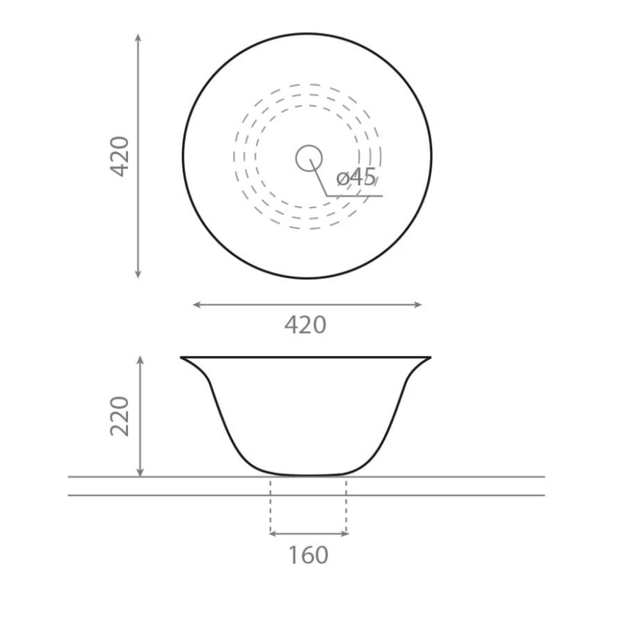 Bathco 4062 - Nadgradni umivaonik NORDIC prečnika 42 cm, porcelan, bela