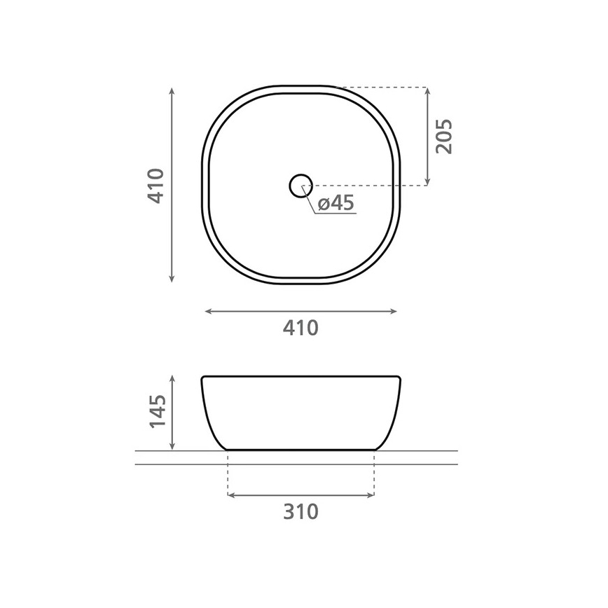 Bathco 4071 - Umivaonik za ugradnju na radnu ploču OLEA 41x41 cm porcelan/bela
